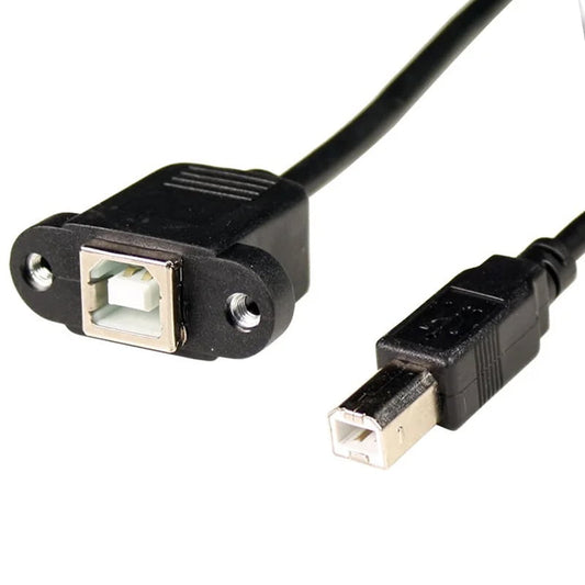 50cm USB 2.0 B Female Socket Printer To B Male Plug Panel Mount Extension Cable