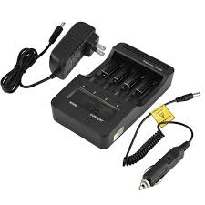 Lithium Charger 18650 4 Slots 3A charging current with screen adapter included