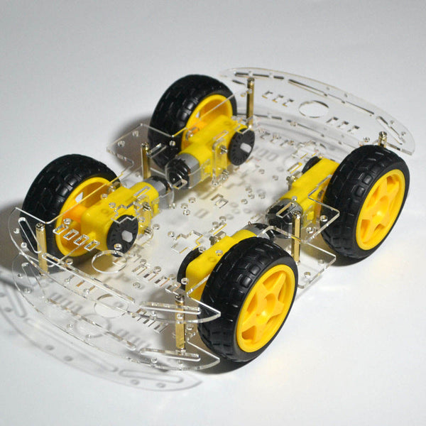 Longer version of 4 wd double layer smart car chassis: 2pcs 4WD smart car chassis 4pcs wheels 4pcs Gear motor 8pcs connection line 8pcs Fixed 28pcs Screw 8pcs nut 6pcs pillars - Beirut ElectroCity