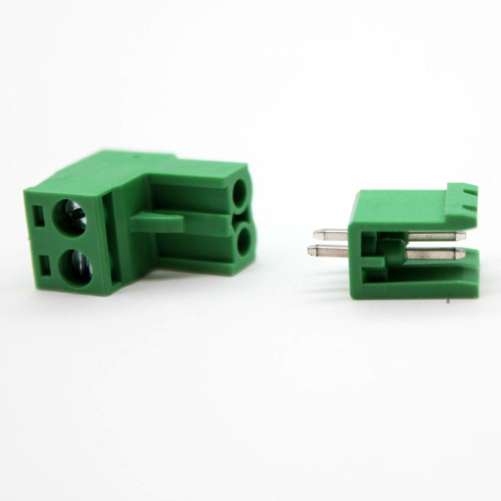 Screw Terminal
Male + Female
Green, 2 Pin + Board Screws