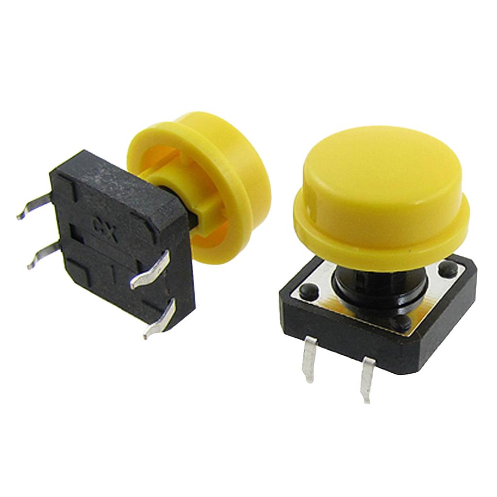 12x12x7.5mm Tactile Push Button switch Round  + white Round Cap Pack 5pcs - Beirut ElectroCity